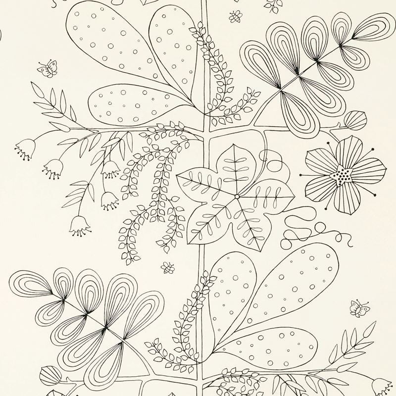 Blommen Print Black 176204 by Schumacher Designer Fabric Good-Vibrations 100% Cotton Wyzenbeek 15,000 Horizontal: 27.5 and Vertical: 35.25 55 - Swanky Fabrics -