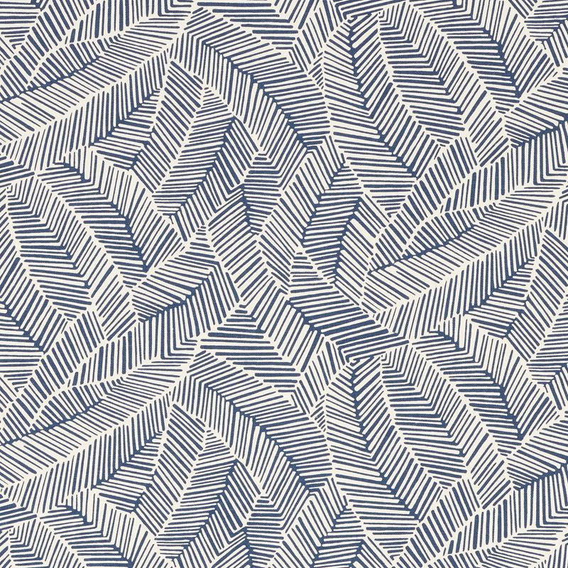 Abstract Leaf Navy 176222 by Schumacher Designer Fabric Good-Vibrations 55% Linen, 45% Cotton Wyzenbeek 15,000 Horizontal: 27 and Vertical: 25 54 - Swanky Fabrics -