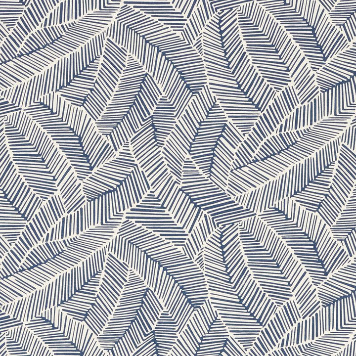 Abstract Leaf Navy 176222 by Schumacher Designer Fabric Good-Vibrations 55% Linen, 45% Cotton Wyzenbeek 15,000 Horizontal: 27 and Vertical: 25 54 - Swanky Fabrics -