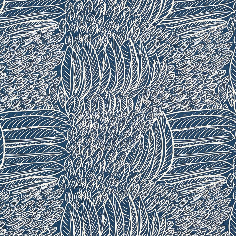 Featherfest Navy 176233 by Schumacher Designer Fabric Good-Vibrations 55% Linen, 45% Cotton Wyzenbeek 15,000 Horizontal: 26.75 and Vertical: 24.75 53 - Swanky Fabrics -