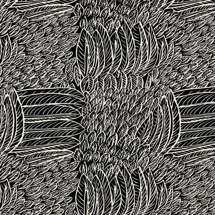 Featherfest Black 176234 by Schumacher Designer Fabric Good-Vibrations 55% Linen, 45% Cotton Wyzenbeek 15,000 Horizontal: 26.75 and Vertical: 24.75 53 - Swanky Fabrics -