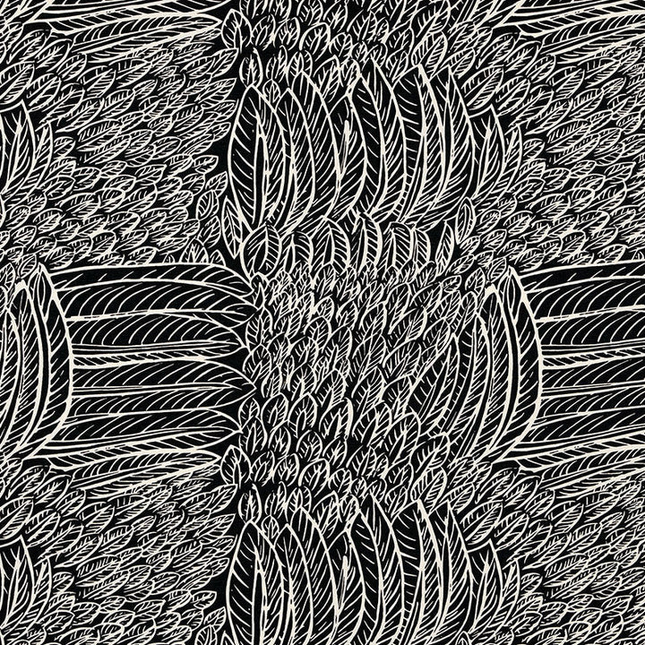Featherfest Black 176234 by Schumacher Designer Fabric Good Vibrations LINEN 55% COTTON 45% UNITED STATES OF AMERICA WYZENBEEK 15,000 </p><p>Repeat: Horizontal: 26 3/4" (68CM) and Vertical: 24 3/4" (63CM) 53 - Swanky Fabrics -