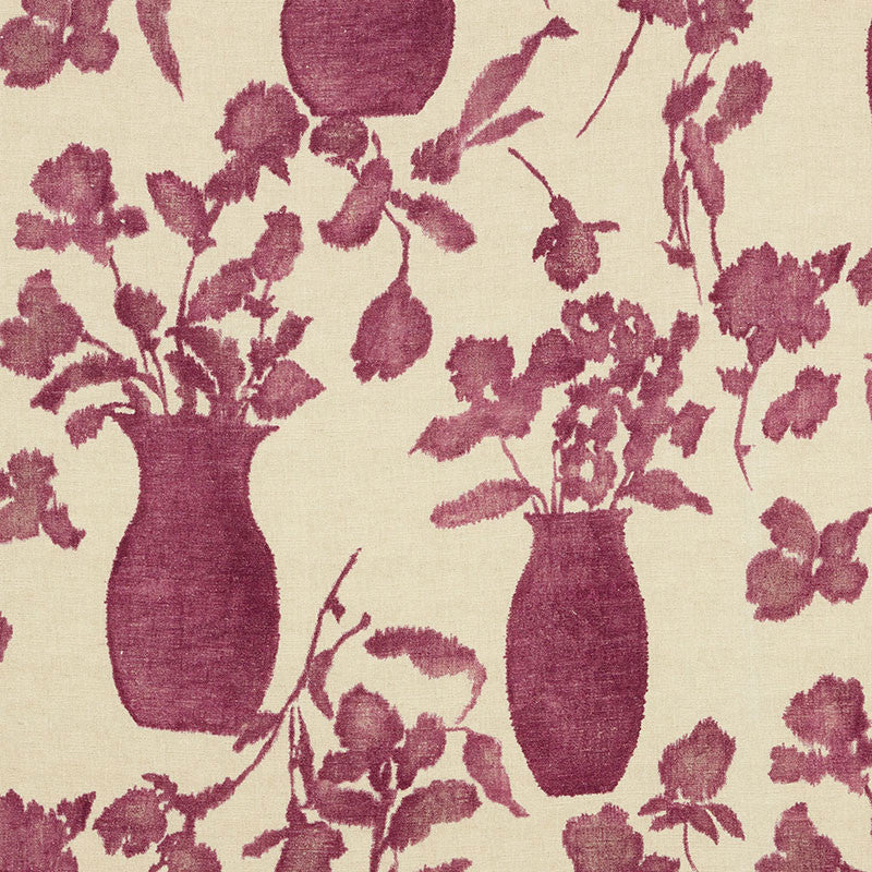 Hugo Floral Fuchsia 176240 by Schumacher Fabric Schumacher Fabric Hugo Floral Fuchsia 176240Fabric JUTE 58% ITALY </p><p>Repeat: H: HORZ. 27" (69CM) , V: VERT. 38" (97CM) 54.5 - Fabric Carolina -