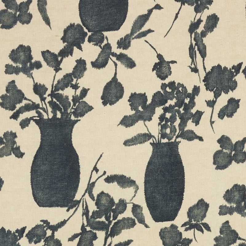 Hugo Floral Faded Black 176242 by Schumacher Designer Fabric Good-Vibrations 58% Jute, 42% Linen Martindale 10,000 Horizontal: 27 and Vertical: 38 54.5 - Swanky Fabrics -