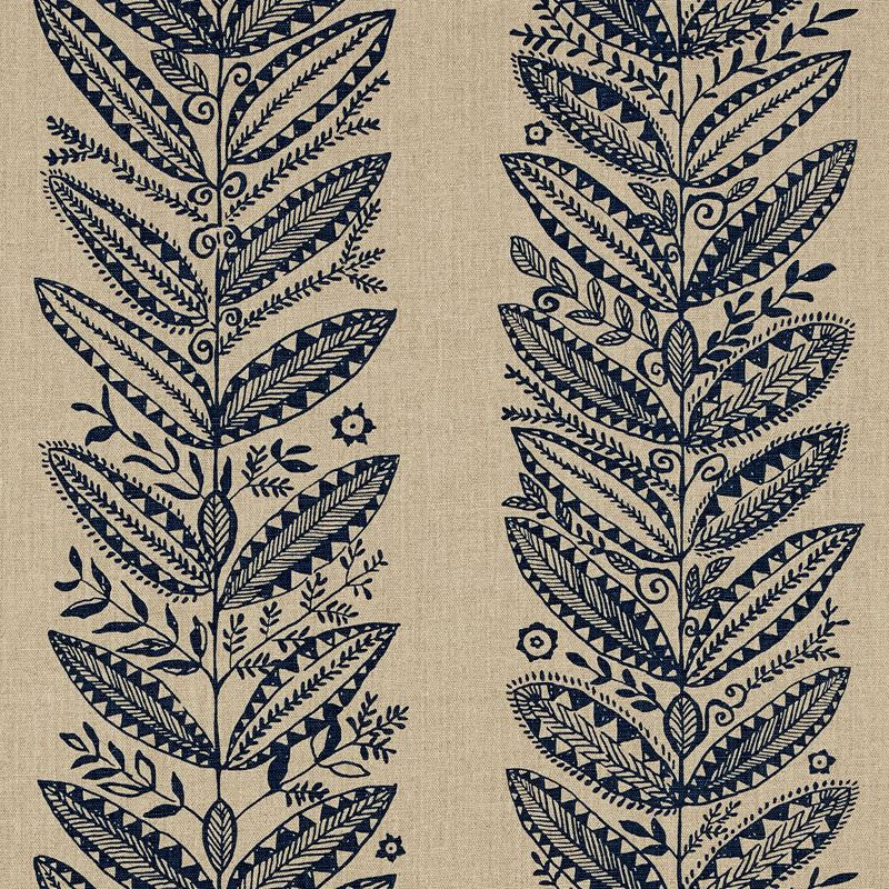 Eland Indigo 176310 by Schumacher Designer Fabric Tribal-Chic 100% Linen - Horizontal: 27 and Vertical: 25 54 - Swanky Fabrics -