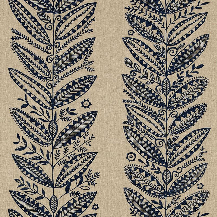 Eland Indigo 176310 by Schumacher Designer Fabric Tribal-Chic 100% Linen - Horizontal: 27 and Vertical: 25 54 - Swanky Fabrics -