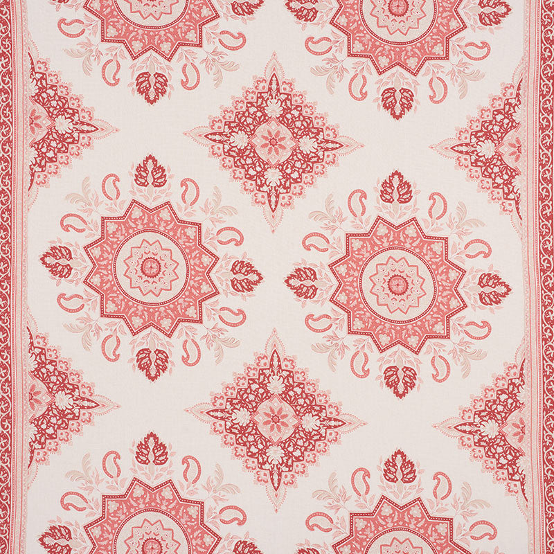 Montecito Medallion Faded Red 176483 by Schumacher Designer Fabric MARK D SIKES See Sample CHINA - </p><p>Repeat: Horizontal: 54" (137CM) and Vertical: 25 1/4" (64CM) 54" (137CM) - Swanky Fabrics -