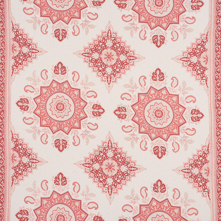 Montecito Medallion Faded Red 176483 by Schumacher Fabric Schumacher Fabric Montecito Medallion Faded Red 176483Fabric LINEN 100% CHINA </p><p>Repeat: H: HORZ. 54" (137CM) , V: VERT. 25 1/4" (64CM) 54 - Fabric Carolina -