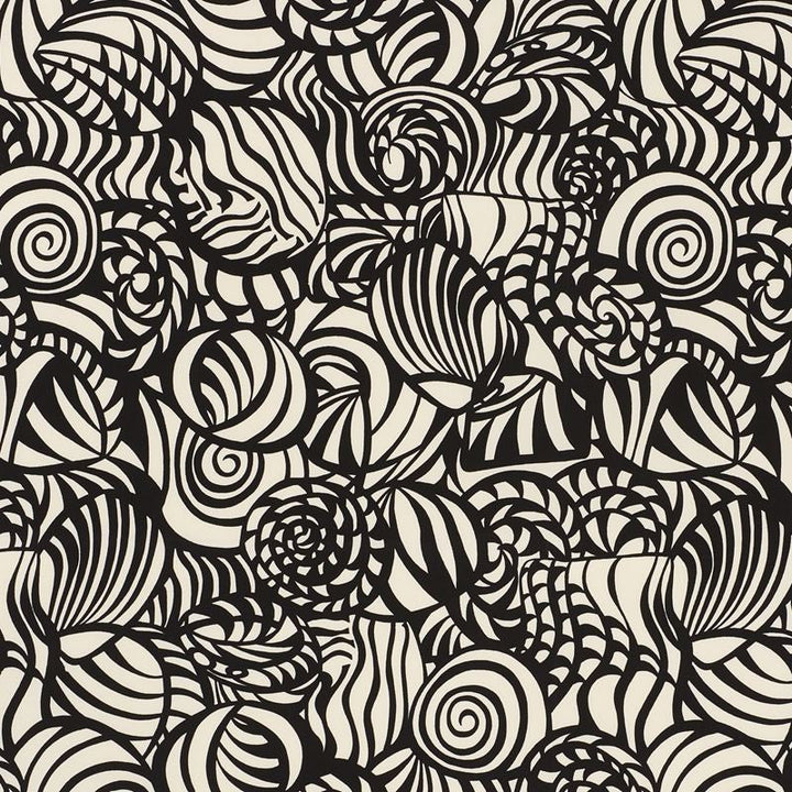 Seashells Black 176681 by Schumacher Designer Fabric Indooroutdoor-Prints-Wovens 100% Acrylic - Horizontal: 26.75 and Vertical: 38 54 - Swanky Fabrics -