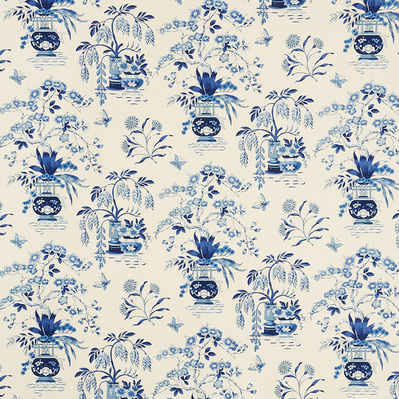 Ming Vase Porcelain 176733 by Schumacher Designer Fabric Schumacher-Classics 61% Linen, 39% Cotton - Horizontal: 18 and Vertical: 19 54 - Swanky Fabrics -