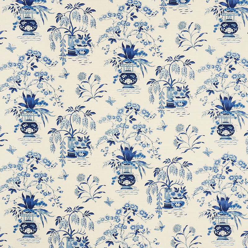 Ming Vase Porcelain 176733 by Schumacher Designer Fabric SCHUMACHER CLASSICS II See Sample UNITED KINGDOM - </p><p>Repeat: Horizontal: 18" (46CM) and Vertical: 19" (48CM) 54" (137CM) - Swanky Fabrics -