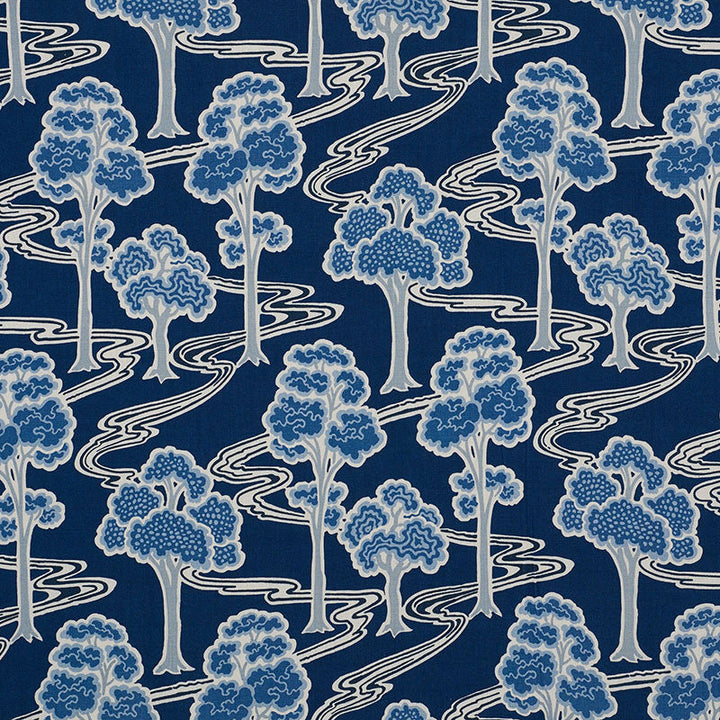 Tree River Blue 176741 by Schumacher Designer Fabric SCHUMACHER CLASSICS II LINEN 100% UNITED KINGDOM </p><p>Repeat: Horizontal: 13 1/2" (34CM) and Vertical: 29" (74CM) 54 - Swanky Fabrics -
