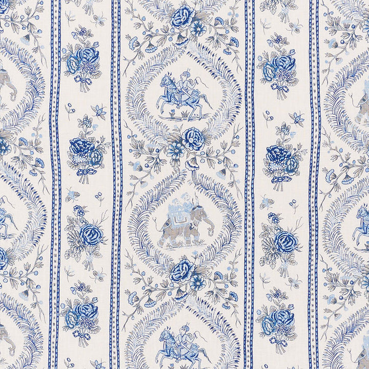 Kandula Blues 176801 by Schumacher Designer Fabric SCHUMACHER CLASSICS II LINEN 100% THAILAND </p><p>Repeat: Horizontal: 18" (46CM) and Vertical: 12" (30CM) 54.75 - Swanky Fabrics -