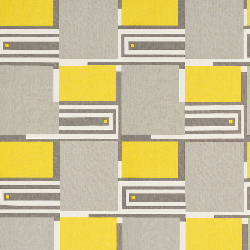 Design 101 Grey & Yellow 176860 by Schumacher Designer Fabric APPLIED ARCHITECTURE LINEN 100% BELGIUM WYZENBEEK 15,000 </p><p>Repeat: Horizontal: 24 1/4" (62CM) and Vertical: 30" (76CM) 53.5 - Swanky Fabrics -