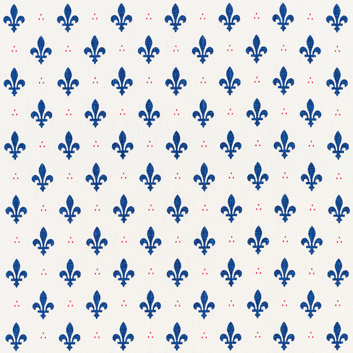 Fleur De Lis Bleu & Rouge 176961 by Schumacher Designer Fabric French-Revolution 100% Linen Wyzenbeek 15,000 Horizontal: 2 and Vertical: 2.5 54 - Swanky Fabrics -
