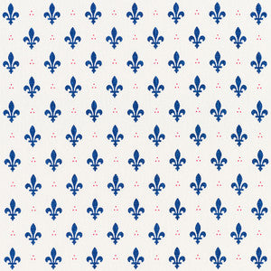 Schumacher Fabric Fleur De Lis Bleu & Rouge 176961