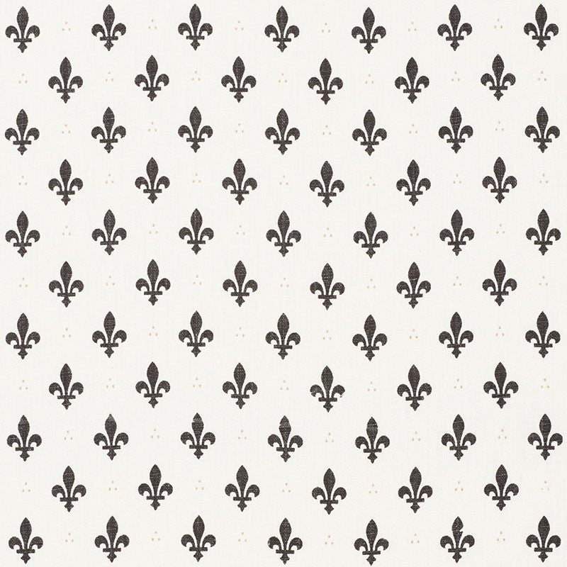 Fleur De Lis Charcoal 176962 by Schumacher Fabric Schumacher Fabric Fleur De Lis Charcoal 176962Fabric LINEN 100% BELGIUM </p><p>Repeat: H: HORZ. 2" (5CM) , V: VERT. 2 1/2" (6CM) 54 - Fabric Carolina -