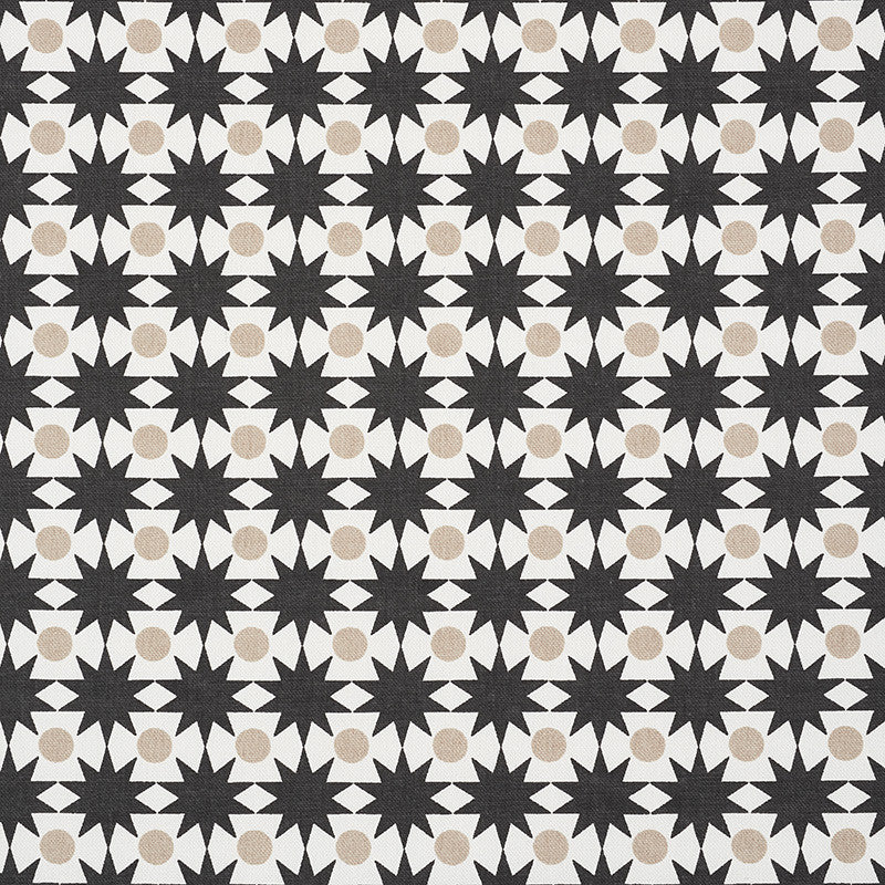 Cosmos Black & Sand 177063 by Schumacher Designer Fabric Prints-By-Studio-Bon 100% Cotton - Horizontal: 1 and Vertical: 1.25 54 - Swanky Fabrics -