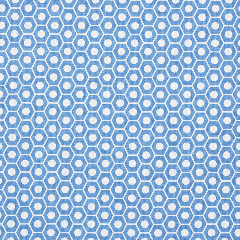 Queen B French Blue 177076 by Schumacher Designer Fabric Prints-By-Studio-Bon 100% Cotton - Horizontal: 1.25 and Vertical: 3/4- 54 - Swanky Fabrics -