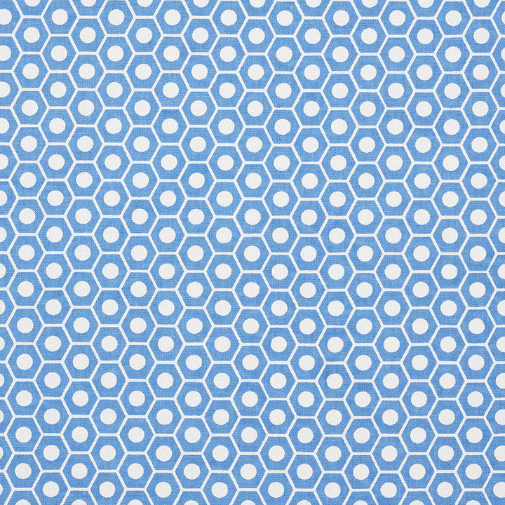 Queen B French Blue 177076 by Schumacher Designer Fabric Prints-By-Studio-Bon 100% Cotton - Horizontal: 1.25 and Vertical: 3/4- 54 - Swanky Fabrics -
