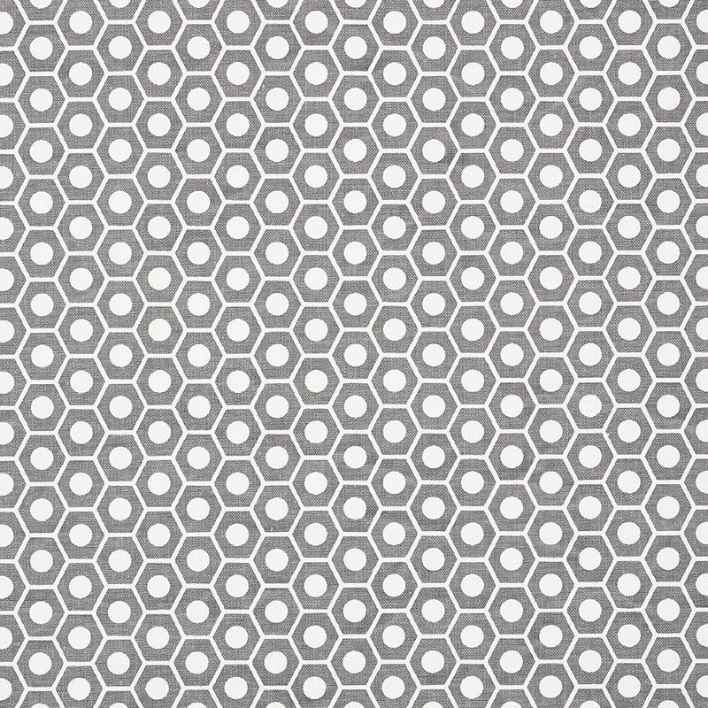 Queen B Grey 177077 by Schumacher Designer Fabric Prints-By-Studio-Bon 100% Cotton - Horizontal: 1.25 and Vertical: 3/4- 54 - Swanky Fabrics -
