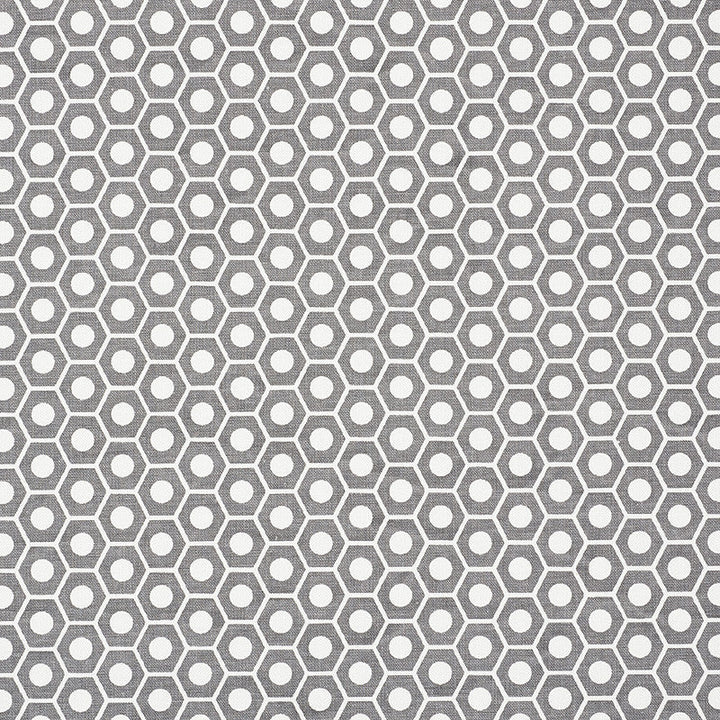 Queen B Grey 177077 by Schumacher Designer Fabric Prints-By-Studio-Bon 100% Cotton - Horizontal: 1.25 and Vertical: 3/4- 54 - Swanky Fabrics -