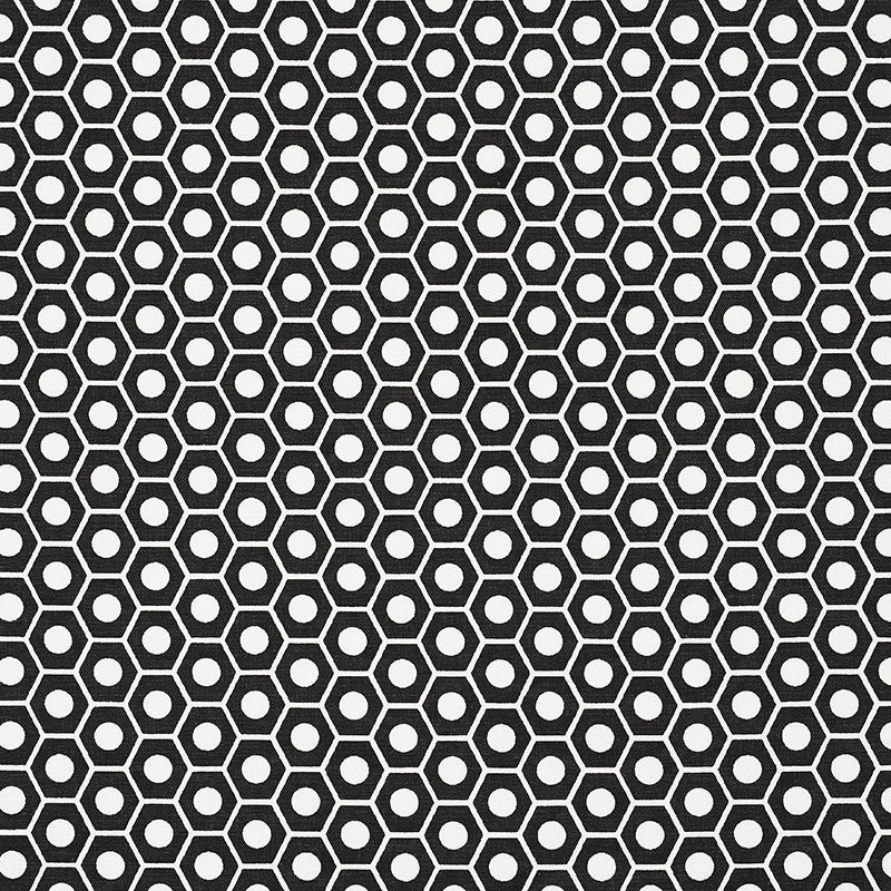 Queen B Black 177078 by Schumacher Designer Fabric PRINTS BY STUDIO BON See Sample TURKEY HEAVY </p><p>Repeat: Horizontal: 1 1/4" (3CM) and Vertical: 3/4" (2CM) 54" (137CM) - Swanky Fabrics -
