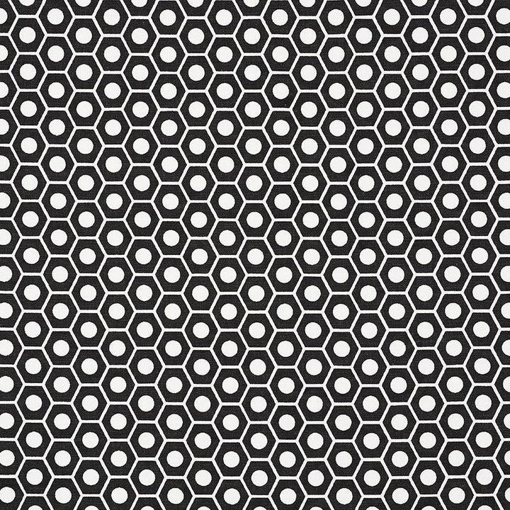Queen B Black 177078 by Schumacher Designer Fabric PRINTS BY STUDIO BON See Sample TURKEY HEAVY </p><p>Repeat: Horizontal: 1 1/4" (3CM) and Vertical: 3/4" (2CM) 54" (137CM) - Swanky Fabrics -