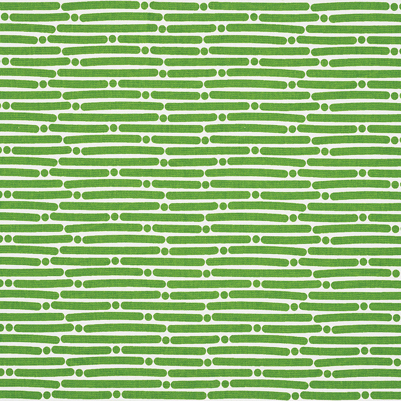 Dot Dash Green 177102 by Schumacher Designer Fabric Prints-By-Studio-Bon 100% Cotton - Horizontal: 9 and Vertical: 1.5 53.75 - Swanky Fabrics -
