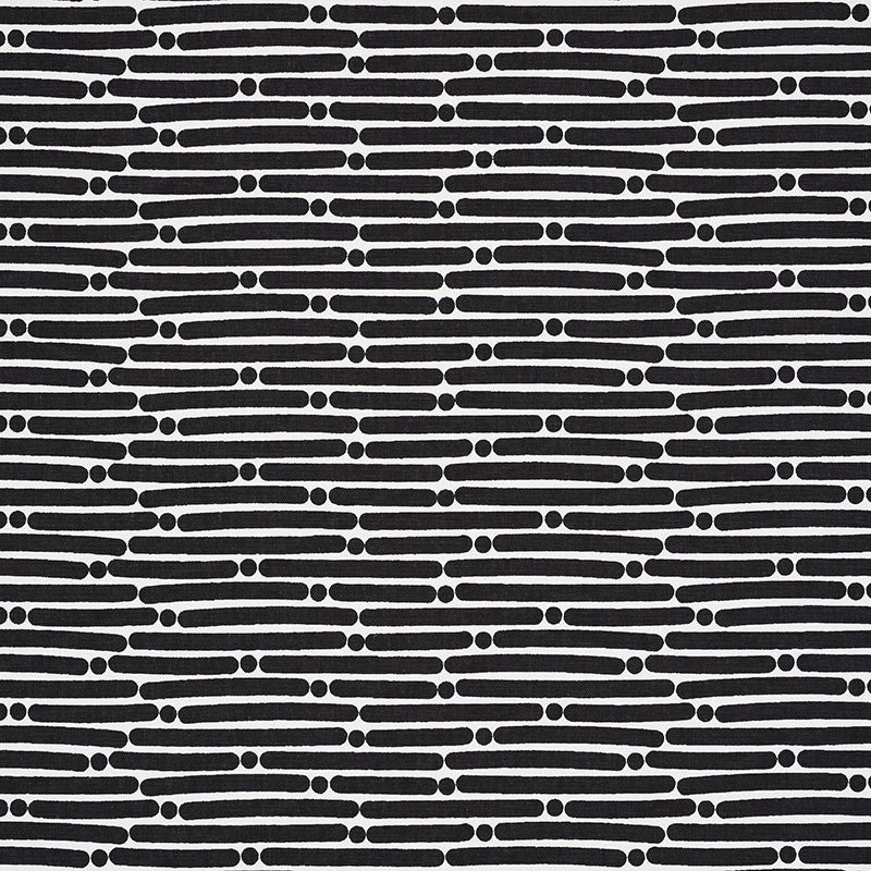 Dot Dash Black 177105 by Schumacher Designer Fabric PRINTS BY STUDIO BON See Sample TURKEY HEAVY </p><p>Repeat: Horizontal: 9" (23CM) and Vertical: 1 1/2" (4CM) 53 3/4" (137CM) - Swanky Fabrics -