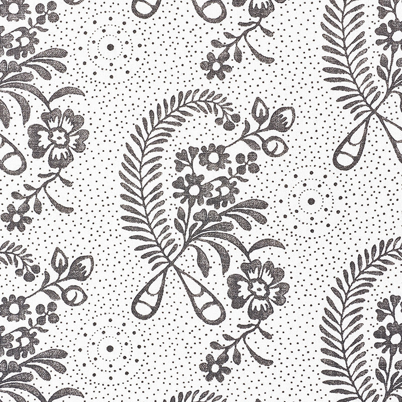 Millicent Blackwork 177211 by Schumacher Designer Fabric Vogue-Living 100% Linen Martindale 20,000 Horizontal: 13.25 and Vertical: 10.125 54 - Swanky Fabrics -
