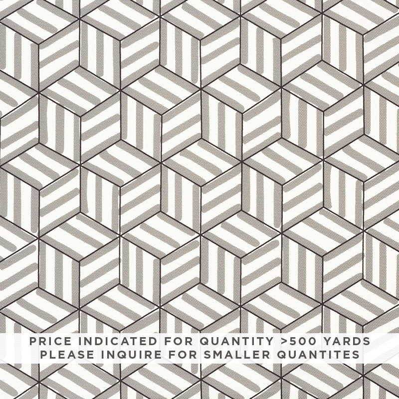 Tumbling Blocks Contract Grey 177241 by Schumacher Designer Fabric CONTRACT COLLECTION See Sample UNITED STATES OF AMERICA MEDIUM DUTY </p><p>Repeat: Horizontal: 8" (20CM) and Vertical: 6 3/4" (17CM) 54 1/4" (138 CM) - Swanky Fabrics -