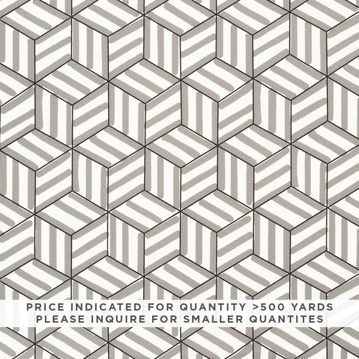 Tumbling Blocks Contract Grey 177241 by Schumacher Designer Fabric CONTRACT COLLECTION See Sample UNITED STATES OF AMERICA MEDIUM DUTY </p><p>Repeat: Horizontal: 8" (20CM) and Vertical: 6 3/4" (17CM) 54 1/4" (138 CM) - Swanky Fabrics -