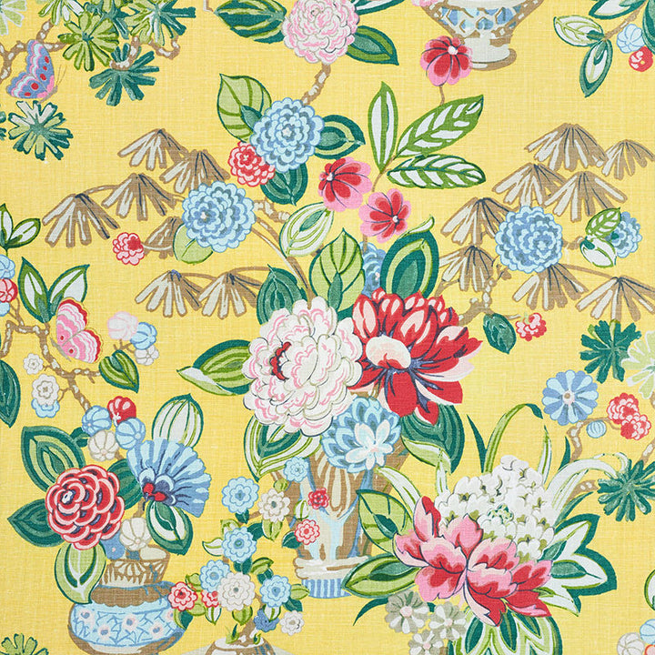 Bouquet Chinois Yellow 177290 by Schumacher Designer Fabric ORIENT EXPRESS LINEN 100% THAILAND MARTINDALE 20,000 </p><p>Repeat: Horizontal: 26 1/2" (67CM) and Vertical: 30" (76CM) 54 - Swanky Fabrics -