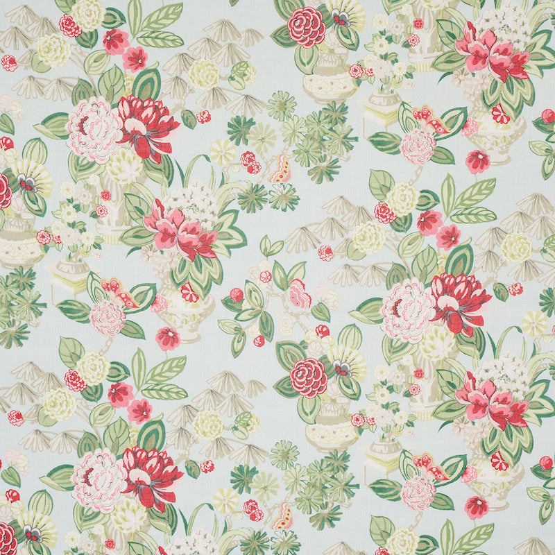 Bouquet Chinois Sky 177292 by Schumacher Designer Fabric ORIENT EXPRESS LINEN 100% THAILAND MARTINDALE 20,000 </p><p>Repeat: Horizontal: 26 1/2" (67CM) and Vertical: 30" (76CM) 54 - Swanky Fabrics -