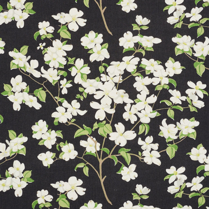 Blooming Branch Black 177412 by Schumacher Designer Fabric Schumacher-Classics 100% Linen Wyzenbeek 15,000 Horizontal: 54 and Vertical: 27 54 - Swanky Fabrics -