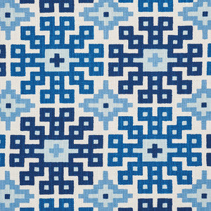 Schumacher Fabric Palmetto Print Ocean 177451