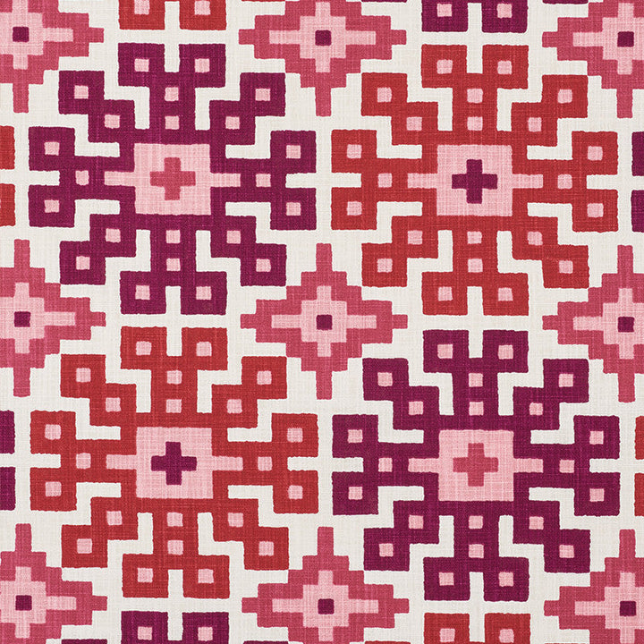 Palmetto Print Valentine 177452 by Schumacher Designer Fabric Happy-Together 100% Cotton Wyzenbeek 15,000 Horizontal: 26.75 and Vertical: 25.25 54 - Swanky Fabrics -