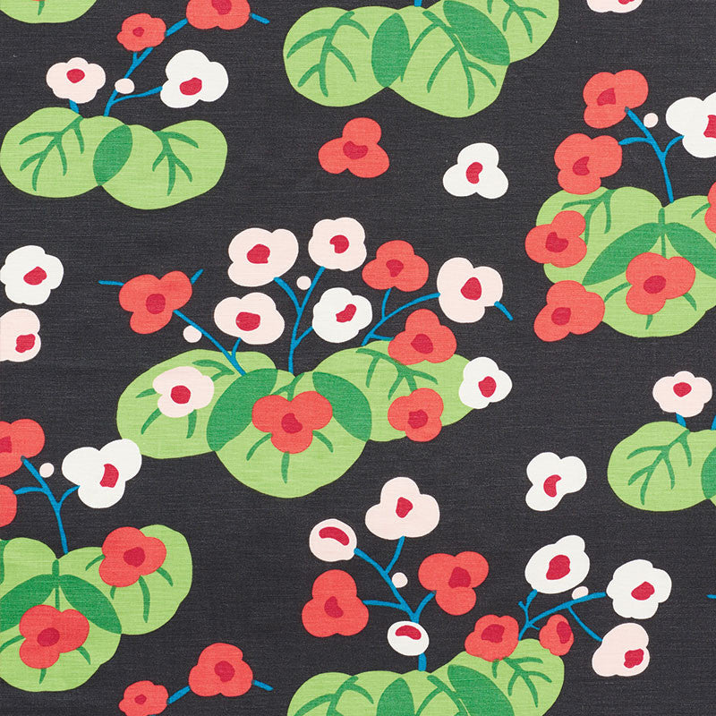 Saku Soft Black 177482 by Schumacher Designer Fabric PRINT HAPPY LINEN 60% COTTON 30% UNITED KINGDOM MARTINDALE 20,000 </p><p>Repeat: Horizontal: 23 1/2" (60CM) and Vertical: 27" (69CM) 55.25 - Swanky Fabrics -