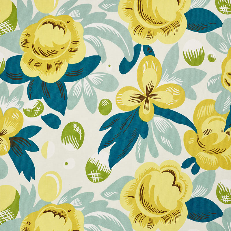 Juin Citron & Peacock 177532 by Schumacher Fabric Schumacher Fabric Juin Citron & Peacock 177532Fabric COTTON 100% THAILAND </p><p>Repeat: H: HORZ. 27" (69CM) , V: VERT. 15 1/2" (39CM) 54.25 - Fabric Carolina -
