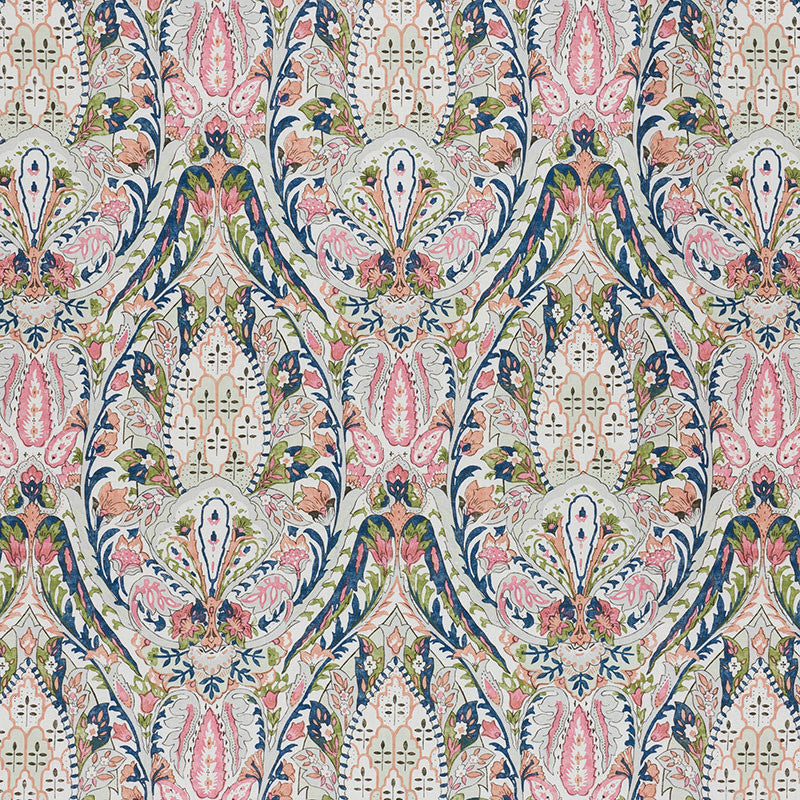 Layla Paisley Multi 177670 by Schumacher Designer Fabric Ottoman-Chic 90% Linen, 10% Nylon - Horizontal: 17.75 and Vertical: 34.5 53.5 - Swanky Fabrics -
