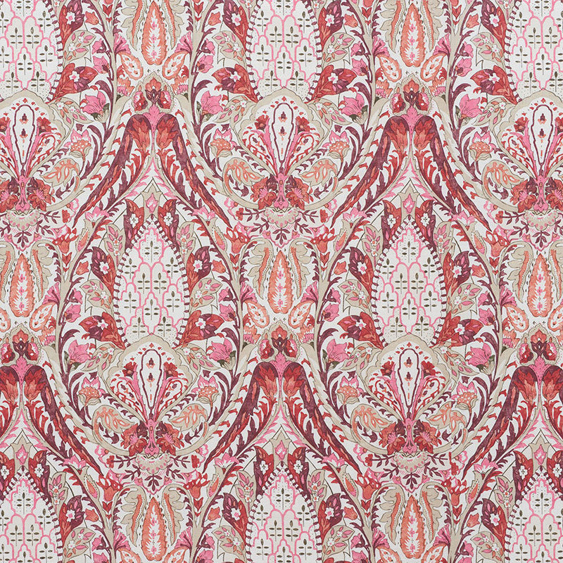 Layla Paisley Plum & Pink 177672 by Schumacher Designer Fabric Ottoman-Chic 90% Linen, 10% Nylon - Horizontal: 17.75 and Vertical: 34.5 53.5 - Swanky Fabrics -