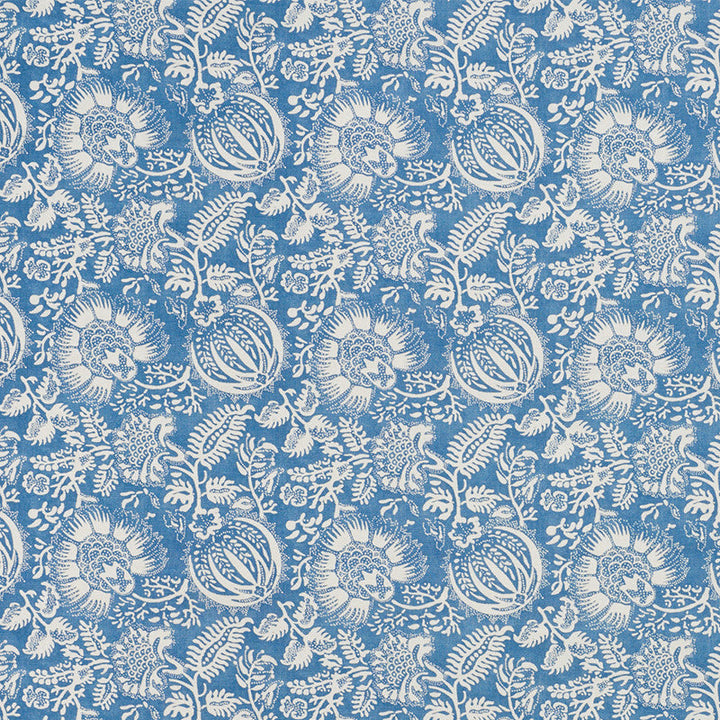 Pomegranate Print Indigo 177690 by Schumacher Designer Fabric Chambray 100% Linen Martindale 20,000 Horizontal: 11.25 and Vertical: 9 55.5 - Swanky Fabrics -