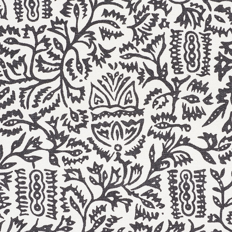 Morris Carbon 177772 by Schumacher Designer Fabric Essentials-Smallscale-Prints 100% Cotton Wyzenbeek 15,000 Horizontal: 9 and Vertical: 8.5 54.5 - Swanky Fabrics -