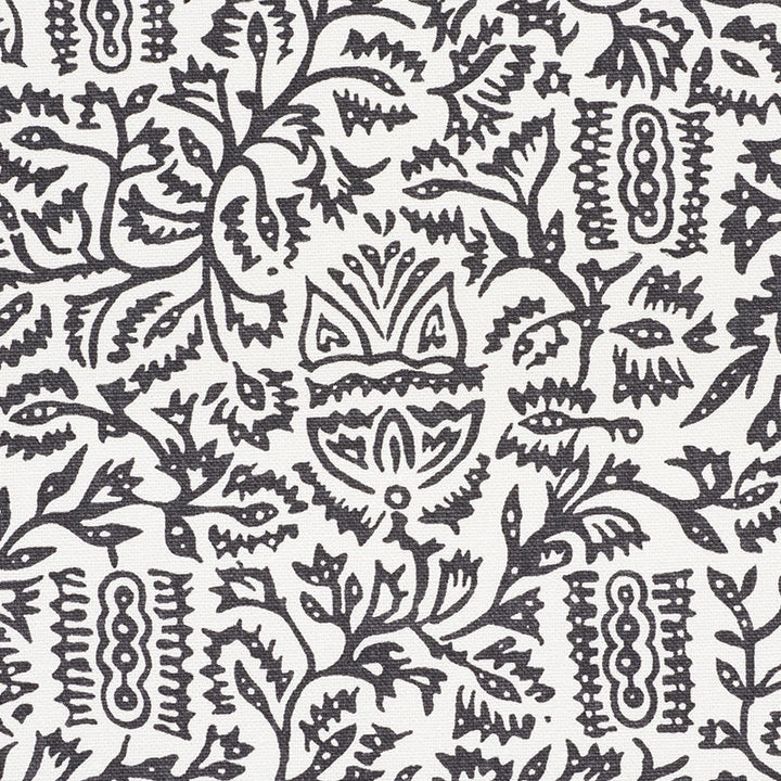 Morris Carbon 177772 by Schumacher Designer Fabric Essentials-Smallscale-Prints 100% Cotton Wyzenbeek 15,000 Horizontal: 9 and Vertical: 8.5 54.5 - Swanky Fabrics -