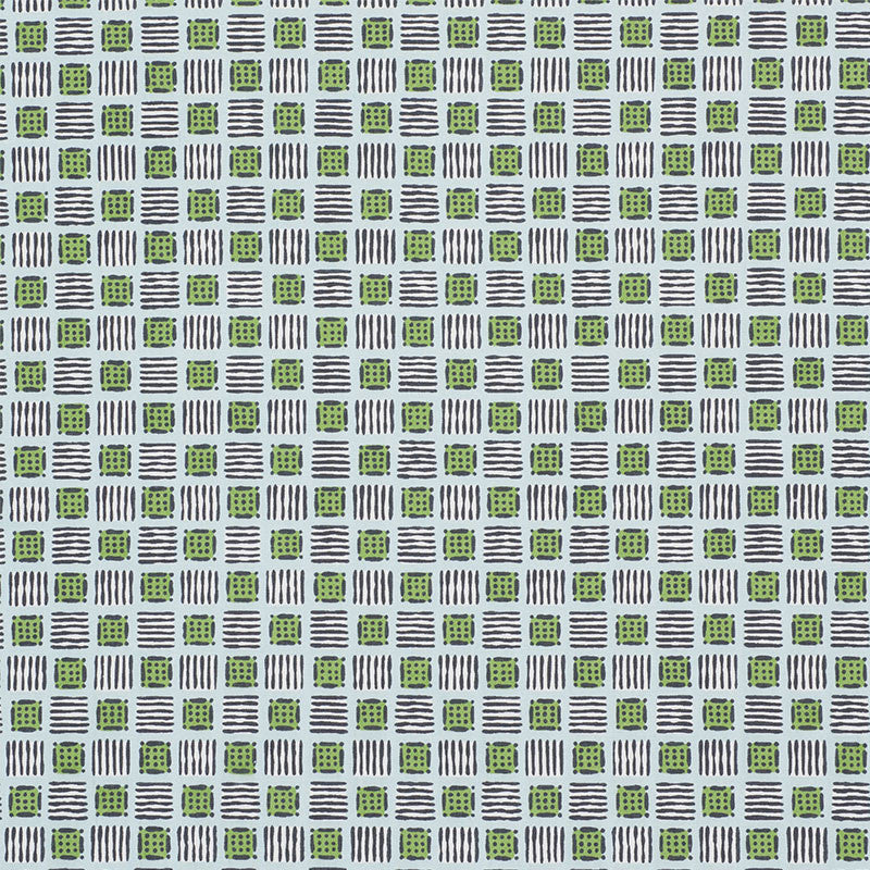 Mottley Grid Sky & Putting Green 177862 by Schumacher Designer Fabric Celerie-Kemble 100% Cotton Wyzenbeek 15,000 Horizontal: 9 and Vertical: 12.5 54.75 - Swanky Fabrics -