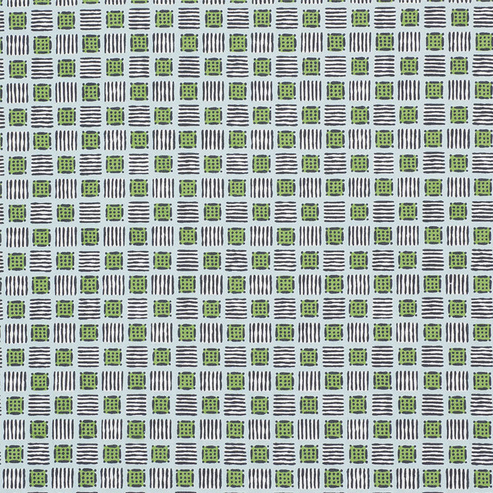 Mottley Grid Sky & Putting Green 177862 by Schumacher Designer Fabric CELERIE KEMBLE See Sample UNITED STATES OF AMERICA MEDIUM DUTY </p><p>Repeat: Horizontal: 9" (23CM) and Vertical: 12 1/2" (32CM) 54 3/4" (139CM) - Swanky Fabrics -