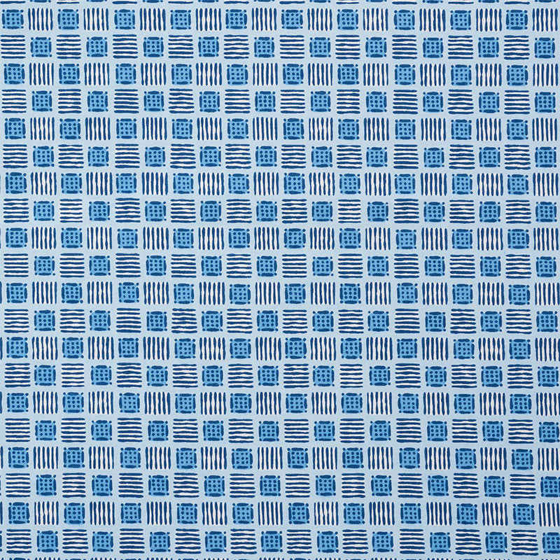 Mottley Grid Cottage Blue 177863 by Schumacher Designer Fabric Celerie-Kemble 100% Cotton Wyzenbeek 15,000 Horizontal: 9 and Vertical: 12.5 54.75 - Swanky Fabrics -