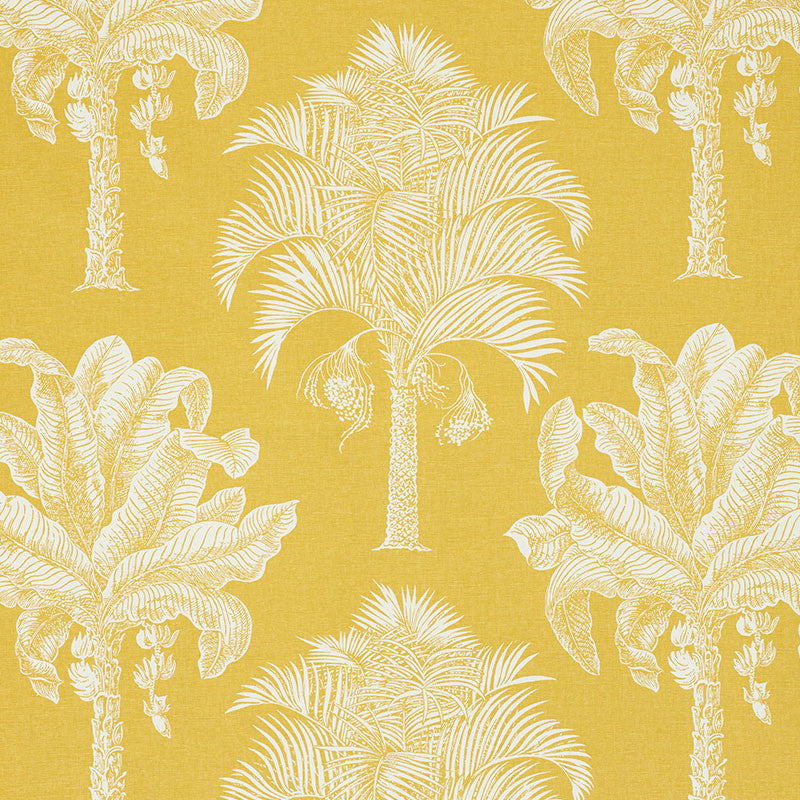 Grand Palms Gold 178001 by Schumacher Designer Fabric New-Traditional 55% Linen, 45% Cotton Wyzenbeek 15,000 Horizontal: 27 and Vertical: 25 54 - Swanky Fabrics -