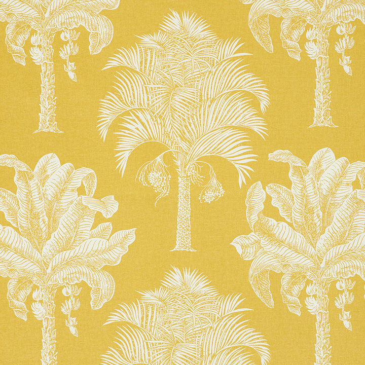 Grand Palms Gold 178001 by Schumacher Designer Fabric New-Traditional 55% Linen, 45% Cotton Wyzenbeek 15,000 Horizontal: 27 and Vertical: 25 54 - Swanky Fabrics -